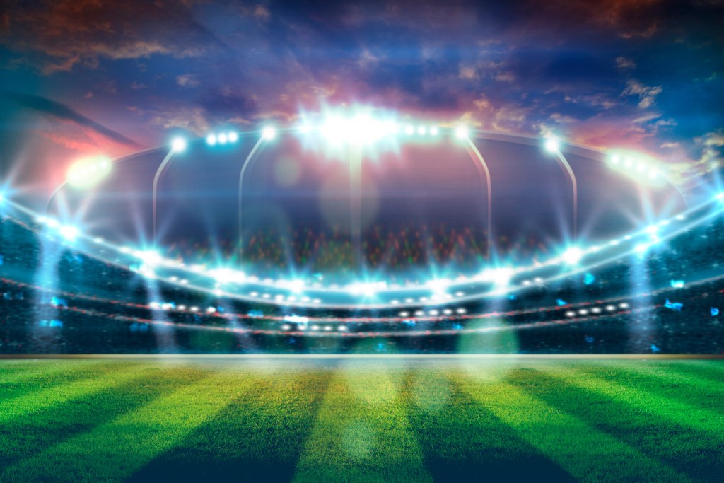 Futball stadion esti kivilágításban